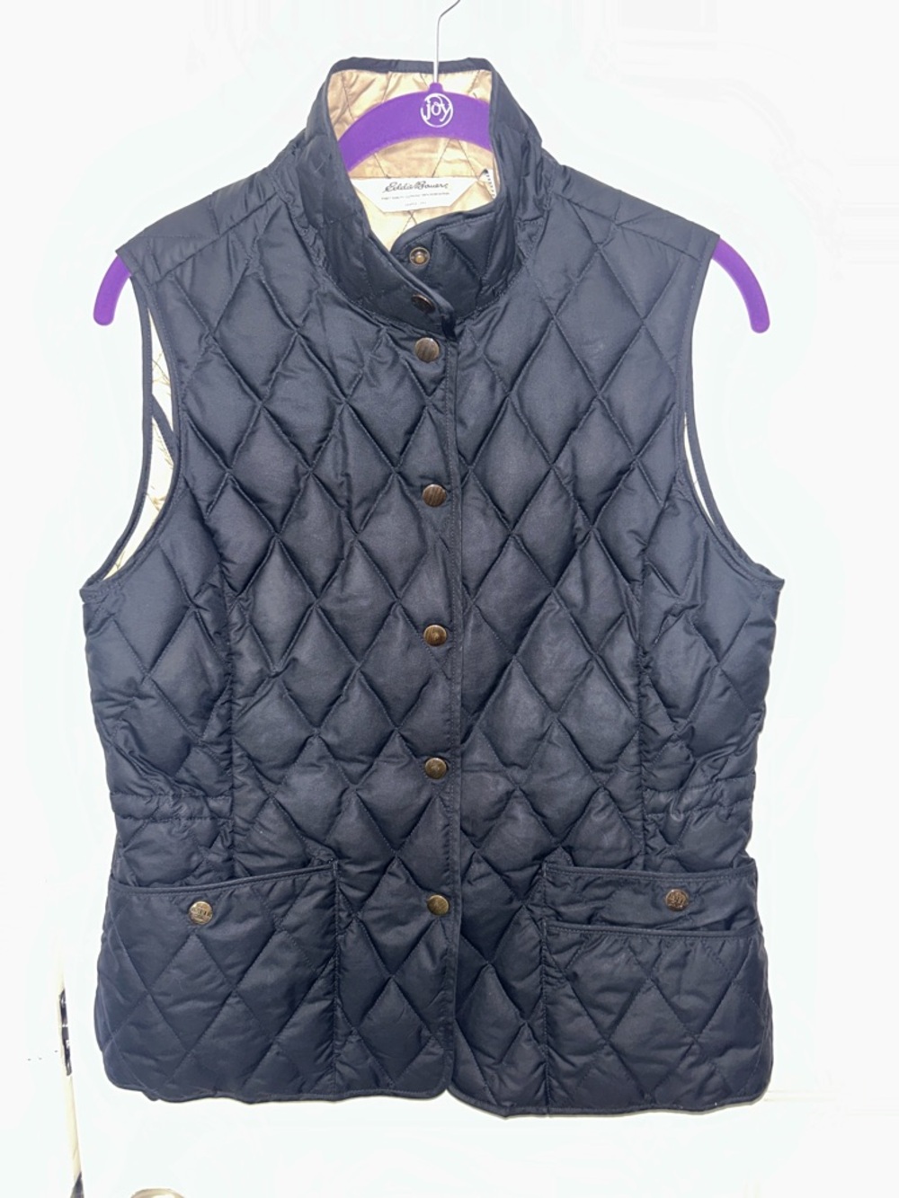 Eddie Bauer Down Fill Navy Quilted Puffer Vest